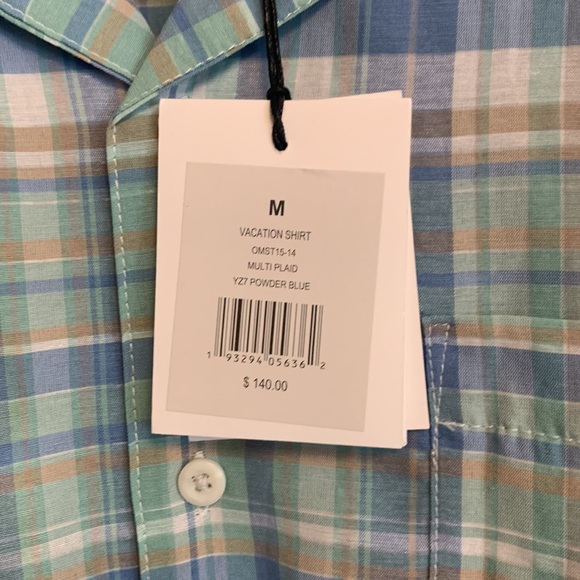 Onia Vacation Short Sleeve Blue Multi Plaid Shirt Size ﻿M - Picture 3 of 4